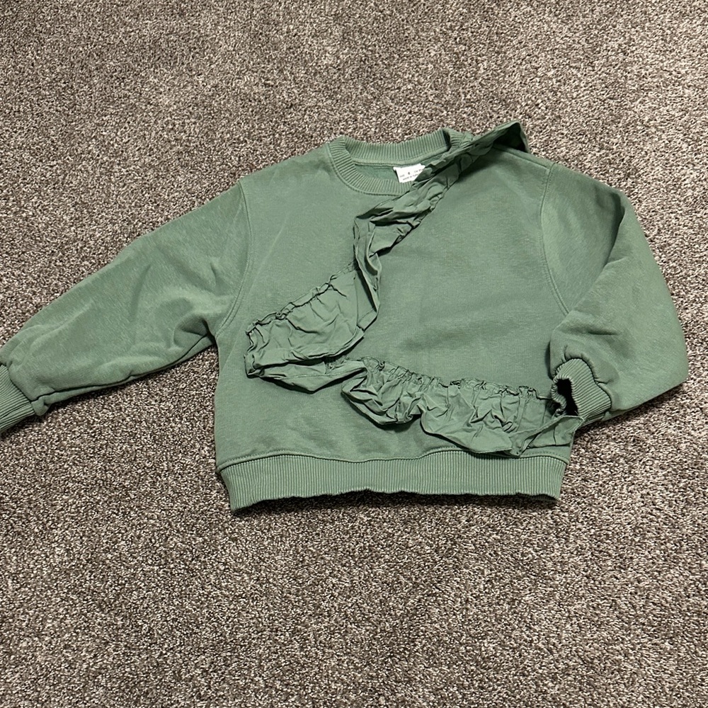 Zara Green Kids Ruffle Sweatshirt